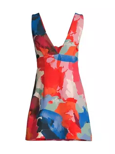 Мини-платье Geo Block с V-образным вырезом Laundry By Shelli Segal, красный