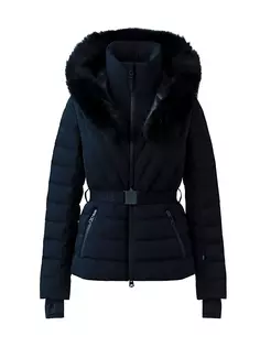 Лыжная куртка Elita с поясом и капюшоном из овчины Mackage, черный