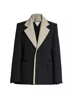 Шерстяная куртка с штрихованной отделкой Bottega Veneta, черный