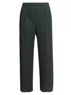 Укороченные брюки со складками до щиколотки Pleats Please Issey Miyake, темно-зеленый