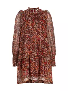 Мини-платье Irena из шелковой смеси с принтом металлик Marie Oliver, цвет layered leo