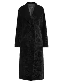 Двубортное пальто из искусственного меха Donna Karan New York, черный