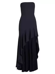 Платье макси с высоким и низким вырезом и оборками Susana Monaco, цвет midnight