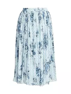 Плиссированная юбка-миди Erdem, цвет wallpaper rose lt blue