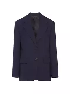 Однобортный шерстяной пиджак Prada, синий
