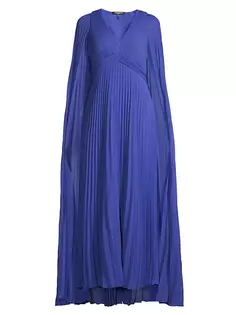 Платье макси с кейпом Joelle плиссе Ungaro, синий