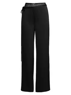 Широкие атласные брюки с кружевом и креповой спинкой Jason Wu, черный