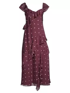 Платье миди из шелкового шифона в горошек Paint Dot Jason Wu, мультиколор