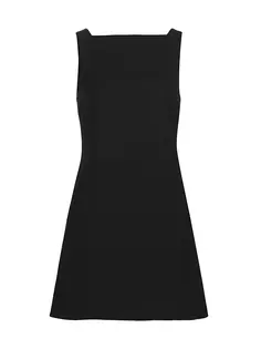 Мини-платье без рукавов из эластичной смесовой шерсти Theory, черный