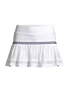 Теннисная юбка со складками и кружевом L&apos;Etoile Sport, белый
