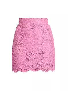 Кружевная мини-юбка с цветочным принтом Dolce&amp;Gabbana, цвет rosa