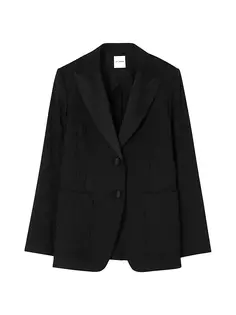 Леопардовый шерстяной жаккардовый пиджак St. John, черный