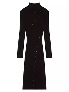 Мультистильное платье макси рельефной вязки с длинными рукавами Courreges, черный
