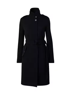 Длинная куртка с поясом из натуральной шерсти Akris Punto, черный