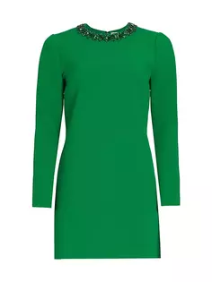 Мини-платье свободного кроя из эластичного крепа с украшением Lily Sachin &amp; Babi, цвет cadmium green