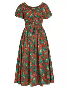 Платье миди из поплина Cecile Moonflower Ulla Johnson, цвет tropical