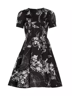 Расклешенное жаккардовое платье с цветочным принтом Jason Wu Collection, черный