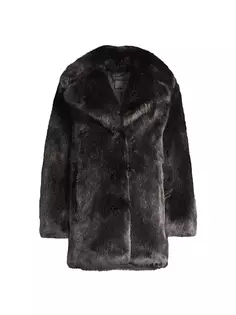 Пальто из искусственного меха Vintage Glam Donna Karan New York, серый