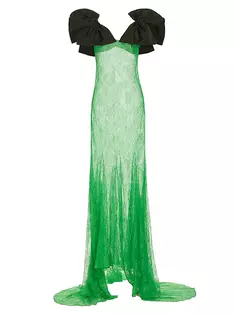Приталенное платье из тафты и кружева Nina Ricci, зеленый