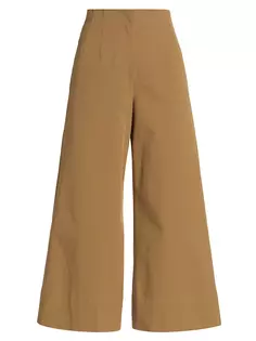 Саржевые брюки с высокой посадкой и широкими штанинами Lela Rose, цвет sandalwood
