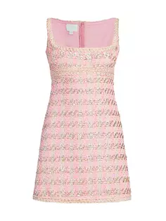 Твидовое мини-платье без рукавов Giambattista Valli, цвет rose gold