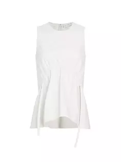 Вельветовый топ из искусственной кожи со сборками Proenza Schouler White Label, цвет off white