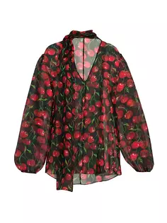 Блузка из шелкового шифона вишневого цвета с воротником Tieneck Dolce&amp;Gabbana, цвет ciliegie fdo nero