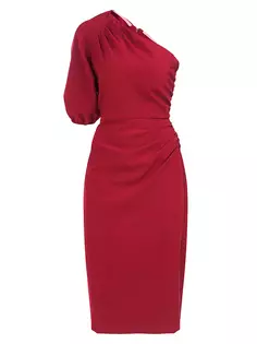 Платье миди на одно плечо Brea Kay Unger, цвет ruby wine