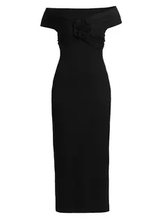 Платье миди с открытыми плечами Fiorelle Reformation, черный