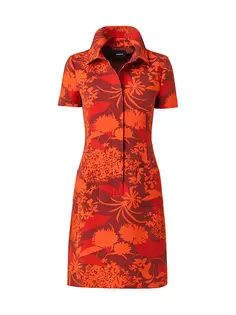 Платье-рубашка из эластичной шерсти с цветочным принтом Авраама Akris, красный