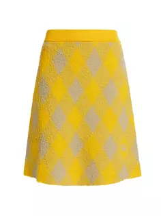 Шерстяная юбка свободного кроя с узором аргайл Burberry, цвет mimosa pattern