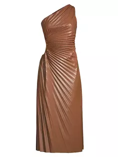 Платье макси Solie из искусственной кожи со складками Delfi, цвет brown leather