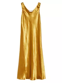 Атласное платье-миди без рукавов Max Mara Leisure, цвет ochre