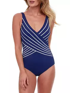 Сплошной купальник Embrace Surplice Gottex Swimwear, темно-синий
