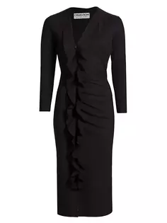 Асимметричное платье миди Calia с оборками Chiara Boni La Petite Robe, черный