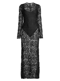 Кружевное платье макси Camila с геометрическим узором Delfi, черный