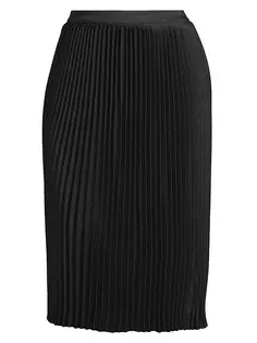 Плюс размер Тканая юбка-миди с блестками и складками Ming Wang, Plus Size, цвет black silver