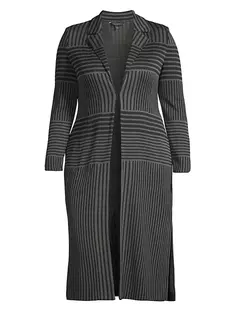 Длинное пальто жаккардовой вязки Ming Wang, Plus Size, черный