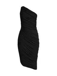 Платье миди на одно плечо Diana со сборками Norma Kamali, черный