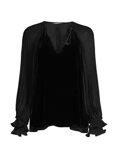 Крестьянская блузка Sophie из бархата и шифона Ungaro, черный