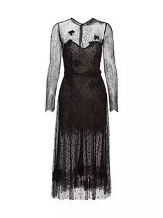 Платье из тюля и кружева &quot;пуэн-деспри&quot; Oscar De La Renta, черный