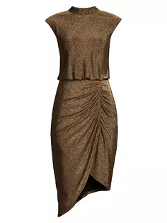Асимметричное платье с блестками и рюшами Liv Foster, цвет black gold
