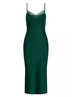 Платье миди из кружева и шелка Polo Ralph Lauren, темно-зеленый