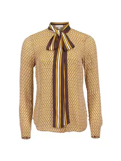 Блузка из шелкового полотна с решетчатым бантом Michael Michael Kors, цвет marigold