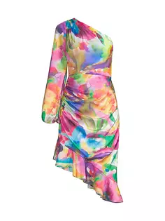 Асимметричное коктейльное платье акварельного цвета Liv Foster, мультиколор
