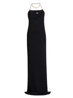 Платье с бретелью на бретельках из цепочки Bottega Veneta, черный
