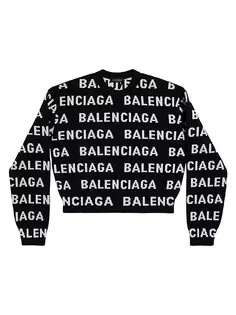 Горизонтальный укороченный свитер Bal по всей длине Balenciaga, черный