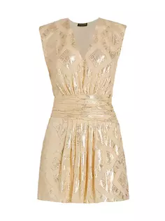 Шелковое платье цвета металлик Reina Ramy Brook, цвет soft gold combo metallic geo