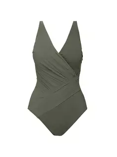 Цельный купальник со сборками Gottex Swimwear, оливковый