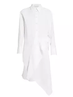 Деконструированное платье-рубашка с драпировкой Jw Anderson, белый